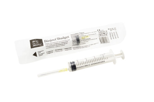 Шприц "Bioject" Budget 20 мл с игл 20Gх1 1/2 инъекц. 3х-комп.стерильный