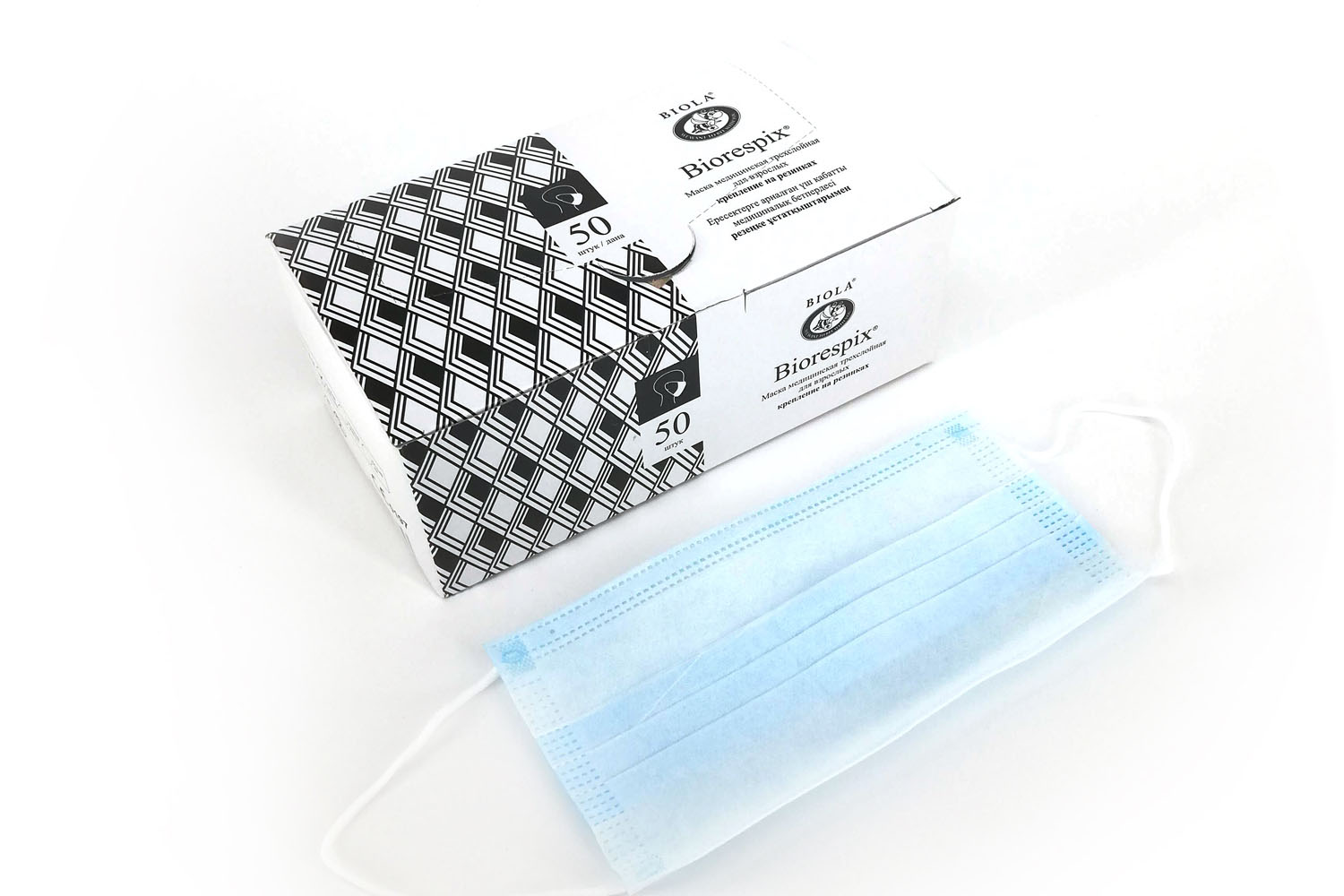 Маска на резинках медицинская 3-х слойная Biorespix®