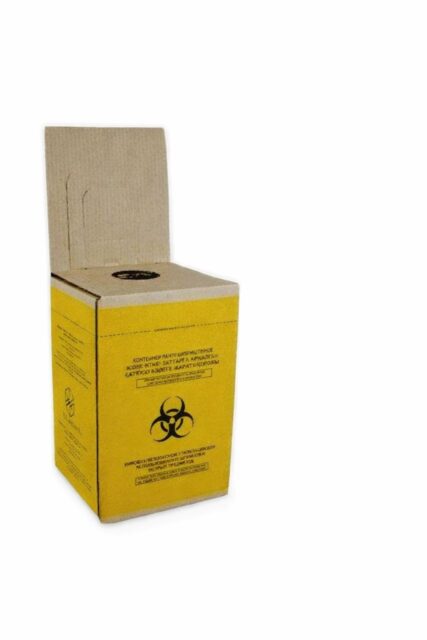 Коробка для безопасной утилизации медицинских отходов 10л желтая