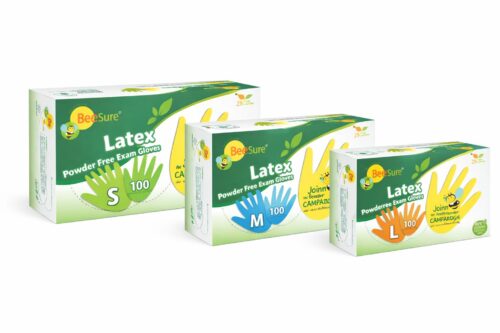Перчатки латексные смотровые неопудр. Beesure всех размеров 100 штук в упаковке