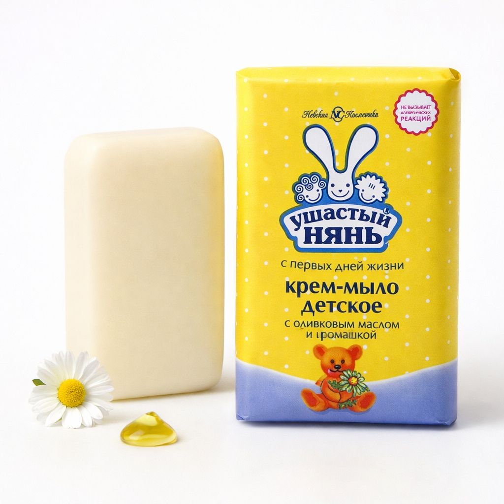 Крем-мыло детское «Ушастый нянь» с оливковым маслом и ромашкой, 90 г